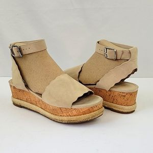 Marc Fisher Faithful Cork Wedge Espadrille Sandals Size 7